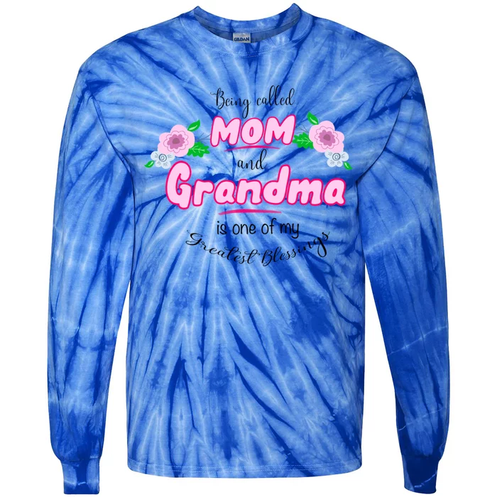 Mom And Grandma Blessinggift Family Quotegift Announcet Meaningful Gift Tie-Dye Long Sleeve Shirt