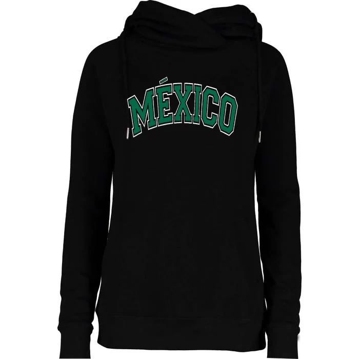 Mexico Arched Green Text Womens Funnel Neck Pullover Hood