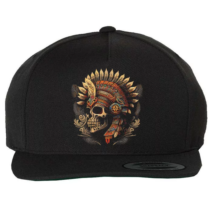 Mictlantecuhtli Aztec God Of Death Skull Wool Snapback Cap