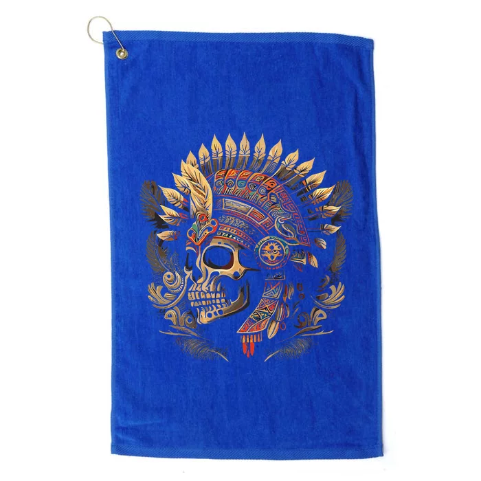 Mictlantecuhtli Aztec God Of Death Skull Platinum Collection Golf Towel