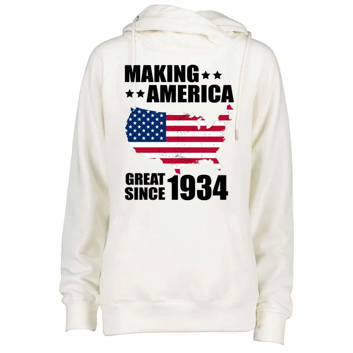 Making America Great Since 1934 Birthday Womens Funnel Neck Pullover Hood