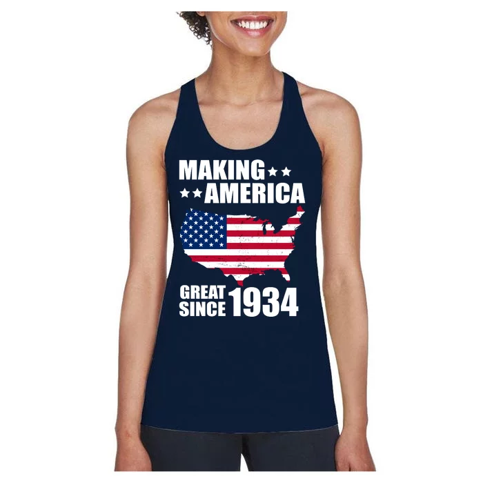 Making America Great Since 1934 Birthday Women's Racerback Tank