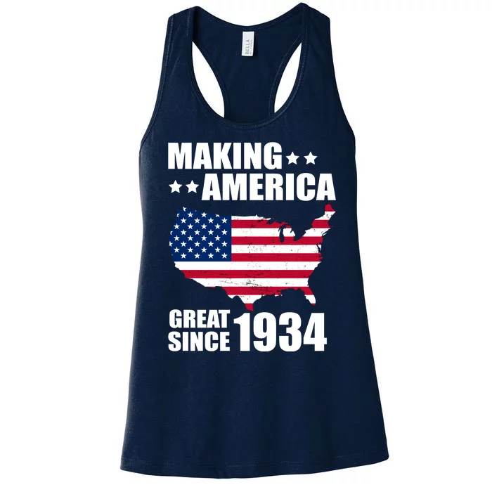 Making America Great Since 1934 Birthday Women's Racerback Tank