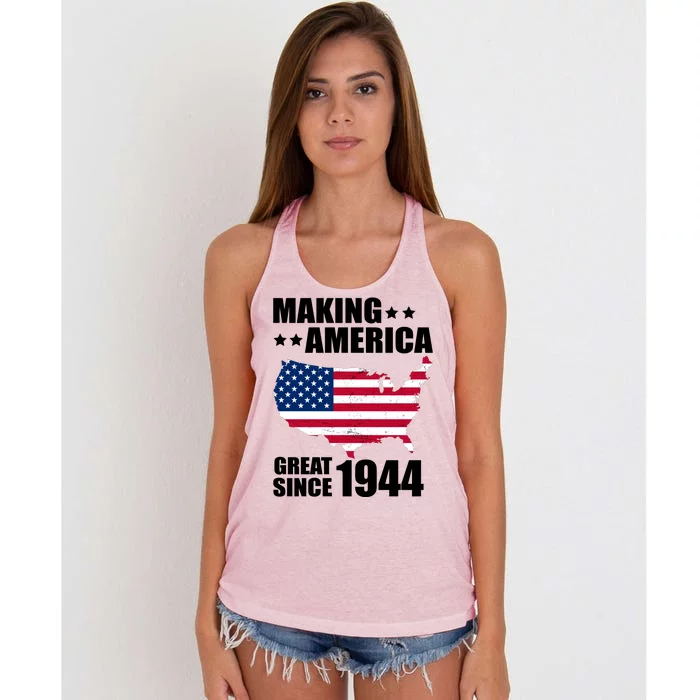 Making America Great Since 1944 Birthday Women's Knotted Racerback Tank