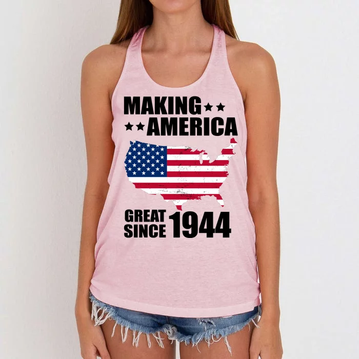 Making America Great Since 1944 Birthday Women's Knotted Racerback Tank