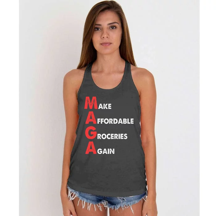 Make Affordable Groceries Again M.A.G.A Design Women's Knotted Racerback Tank