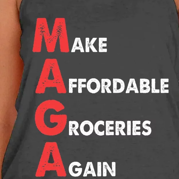 Make Affordable Groceries Again M.A.G.A Design Women's Knotted Racerback Tank