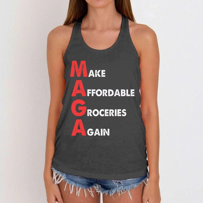 Make Affordable Groceries Again M.A.G.A Design Women's Knotted Racerback Tank