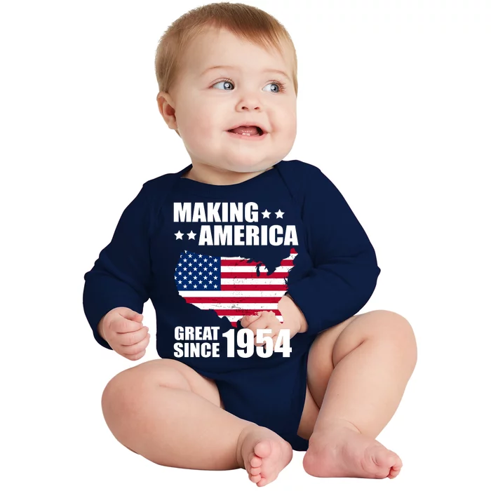 Making America Great Since 1954 Birthday Baby Long Sleeve Bodysuit