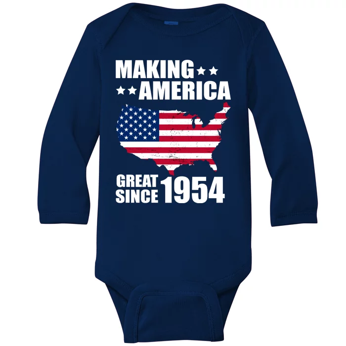 Making America Great Since 1954 Birthday Baby Long Sleeve Bodysuit