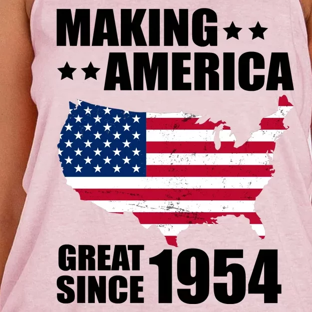 Making America Great Since 1954 Birthday Women's Knotted Racerback Tank