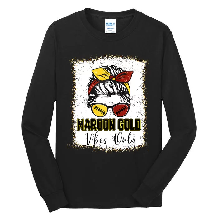 Maroon And Gold Vibes Only High School Football Game Day Tall Long Sleeve T-Shirt