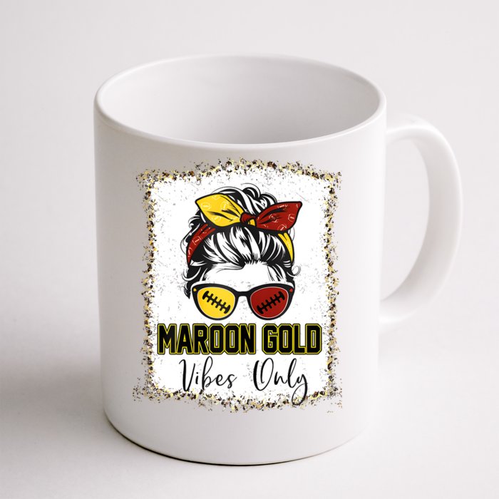 Maroon And Gold Vibes Only High School Football Game Day Front & Back Coffee Mug