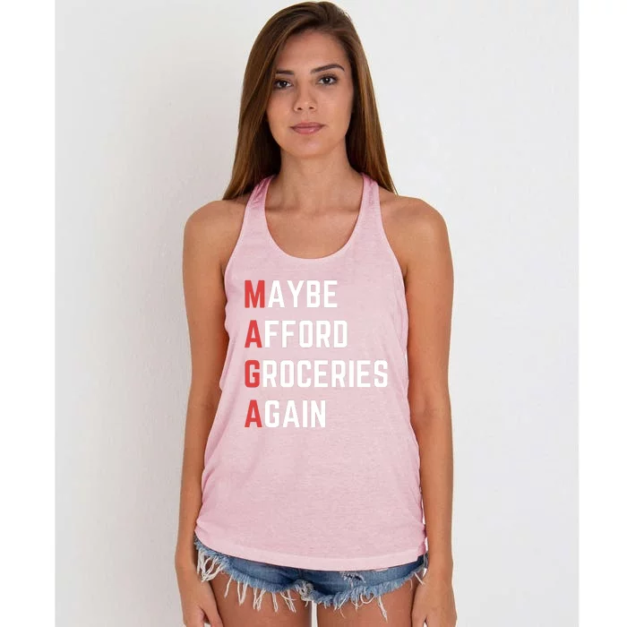 Maybe Afford Groceries Again Women's Knotted Racerback Tank