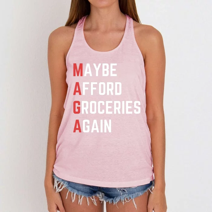 Maybe Afford Groceries Again Women's Knotted Racerback Tank