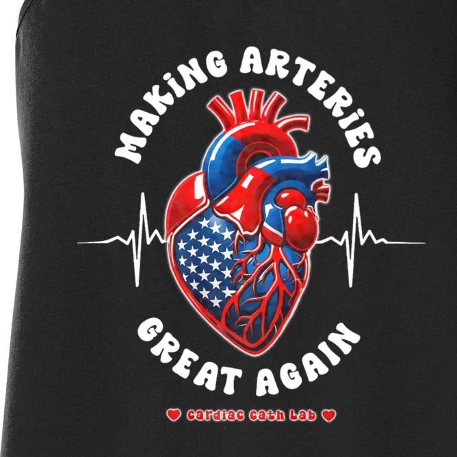 Making Arteries Great Again Cardiac Cath Lab Women's Racerback Tank