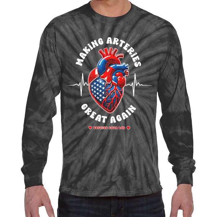 Making Arteries Great Again Cardiac Cath Lab Tie-Dye Long Sleeve Shirt