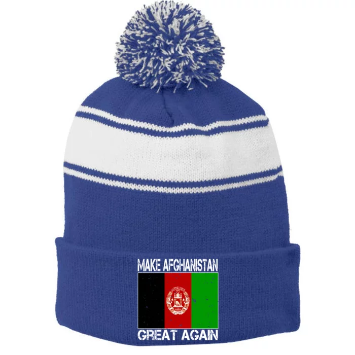 Make Afghanistan Great Again Afghanistan Flag Funny Gift Stripe Pom Pom Beanie