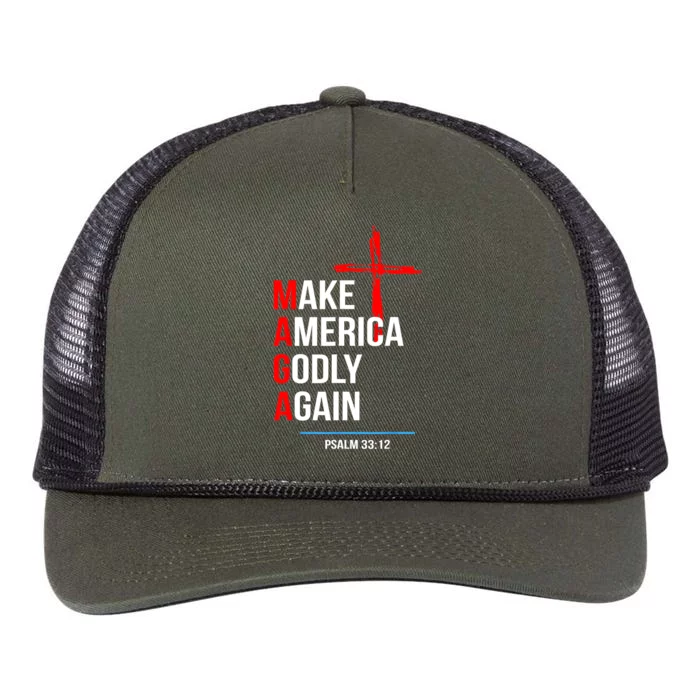 Make America Godly Again Psalm 33 12 Retro Rope Trucker Hat Cap