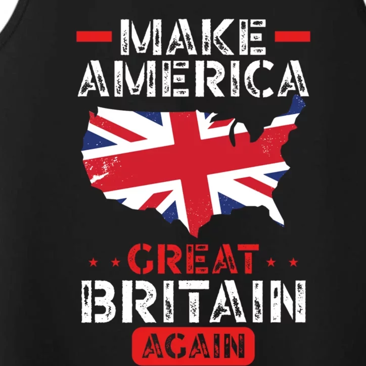 Make America Great Britain Again Funny Usa Map British Flag Gift Performance Tank