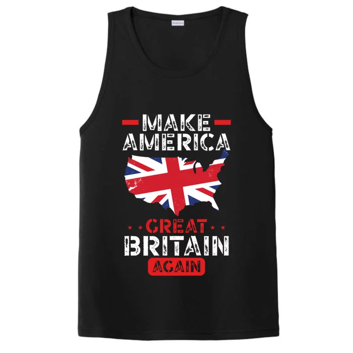 Make America Great Britain Again Funny Usa Map British Flag Gift Performance Tank