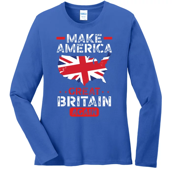 Make America Great Britain Again Funny Usa Map British Flag Gift Ladies Long Sleeve Shirt