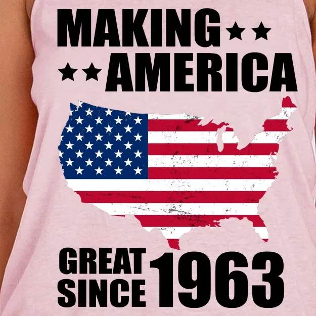 Making America Great Since 1963 Birthday Women's Knotted Racerback Tank