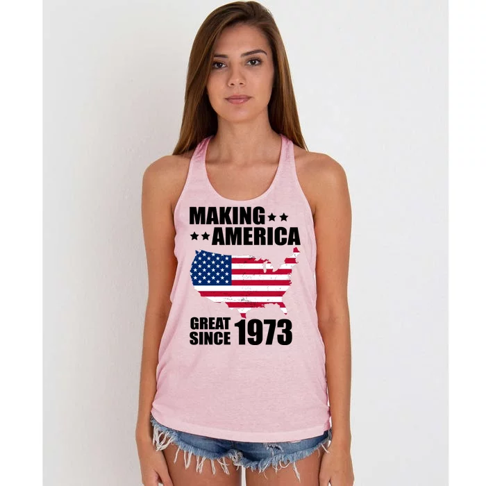 Making America Great Since 1973 Birthday Women's Knotted Racerback Tank