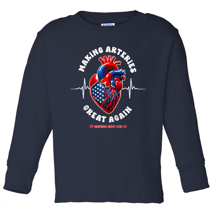 Making Arteries Great Again Cardiac Cath Lab Raglan Toddler Long Sleeve Shirt