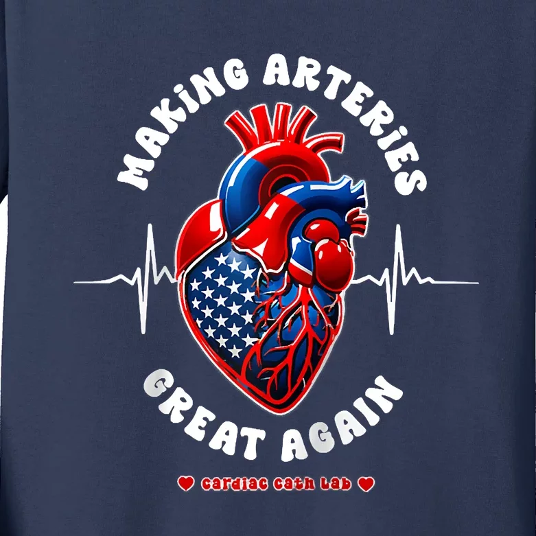 Making Arteries Great Again Cardiac Cath Lab Raglan Kids Long Sleeve Shirt