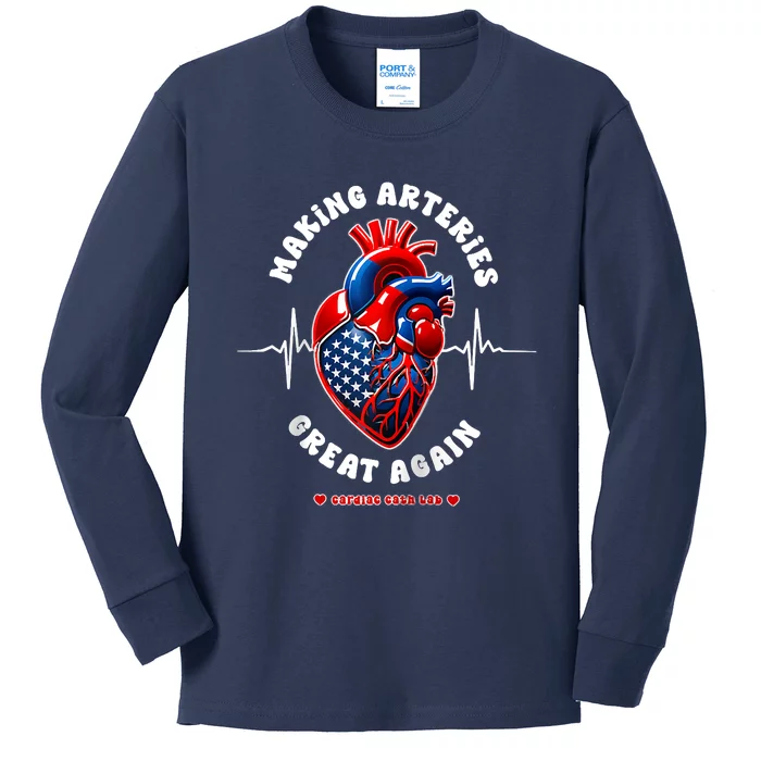 Making Arteries Great Again Cardiac Cath Lab Raglan Kids Long Sleeve Shirt