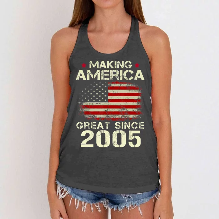 Making America Great Since 2005 Vintage Gifts 17th Birthday Women's Knotted Racerback Tank