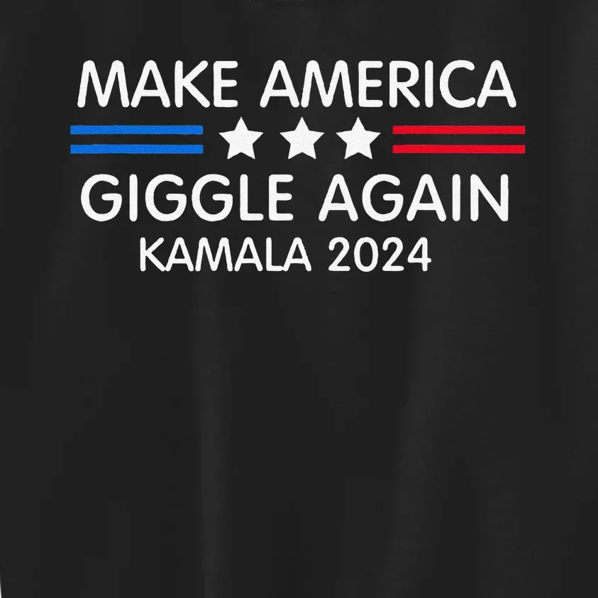 Make America Giggle Again Funny Giggling President Harris Kids Sweatshirt