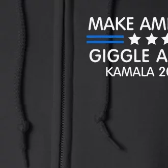 Make America Giggle Again Funny Giggling President Harris Full Zip Hoodie