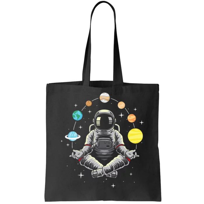 Meditating Astronaut Galaxy Spaceman Astronomer Cosmos Tote Bag