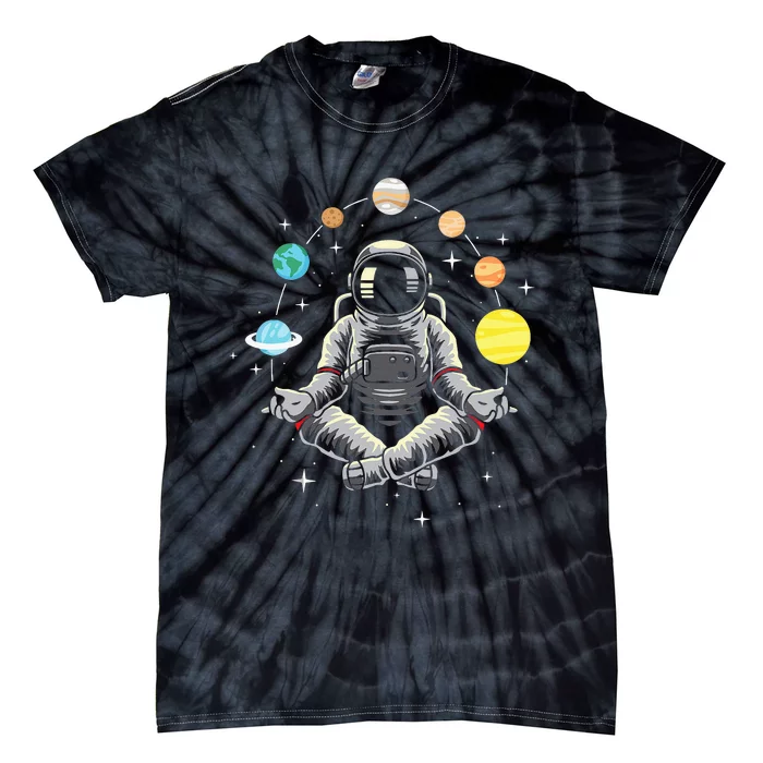 Meditating Astronaut Galaxy Spaceman Astronomer Cosmos Tie-Dye T-Shirt