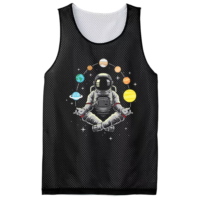 Meditating Astronaut Galaxy Spaceman Astronomer Mesh Reversible Basketball Jersey Tank