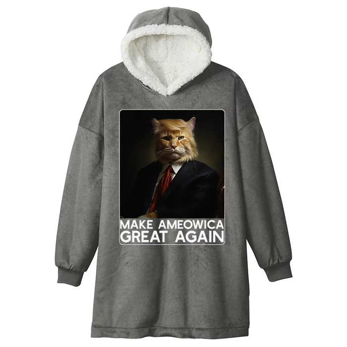 Make Ameowica Great Again Funny Donald Trump Cat Meme Hooded Wearable Blanket