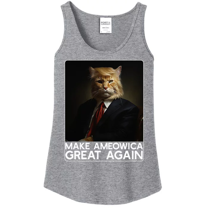 Make Ameowica Great Again Funny Donald Trump Cat Meme Ladies Essential Tank