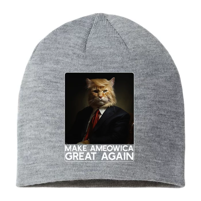 Make Ameowica Great Again Funny Donald Trump Cat Meme 8 1/2in Sustainable Knit Beanie