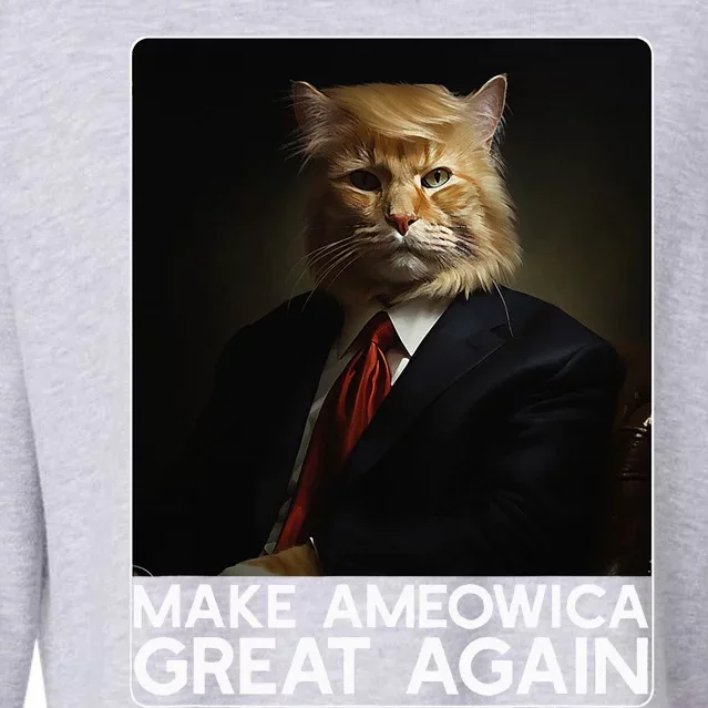 Make Ameowica Great Again Funny Donald Trump Cat Meme Cropped Pullover Crew