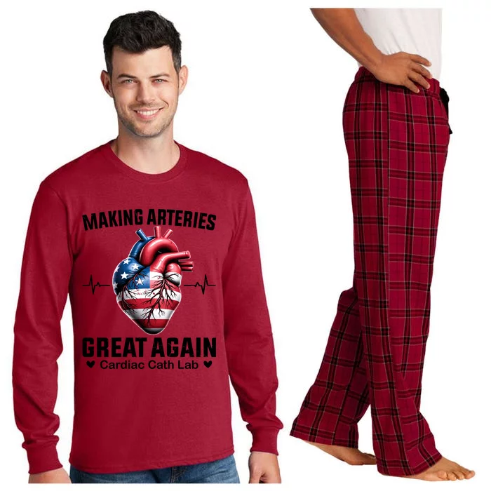 Making Arteries Great Again Cardiology For Cardiac Cath Lab Gift Long Sleeve Pajama Set