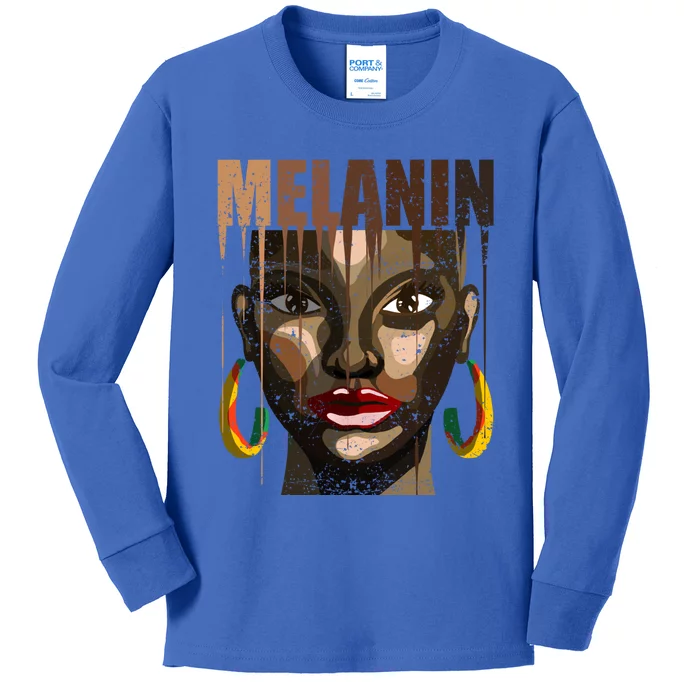 Melanin African Graphic Juneteenth Black History Gift Kids Long Sleeve Shirt