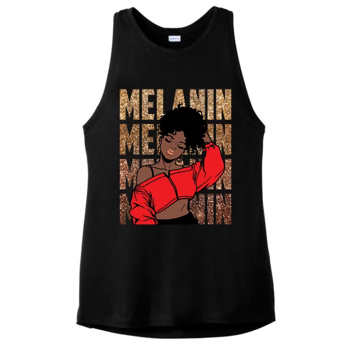 Melanin Afro Goddess Black Magic African Black History Gift Ladies Tri-Blend Wicking Tank