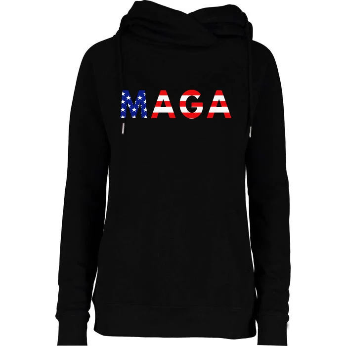 MAGA American Flag Womens Funnel Neck Pullover Hood