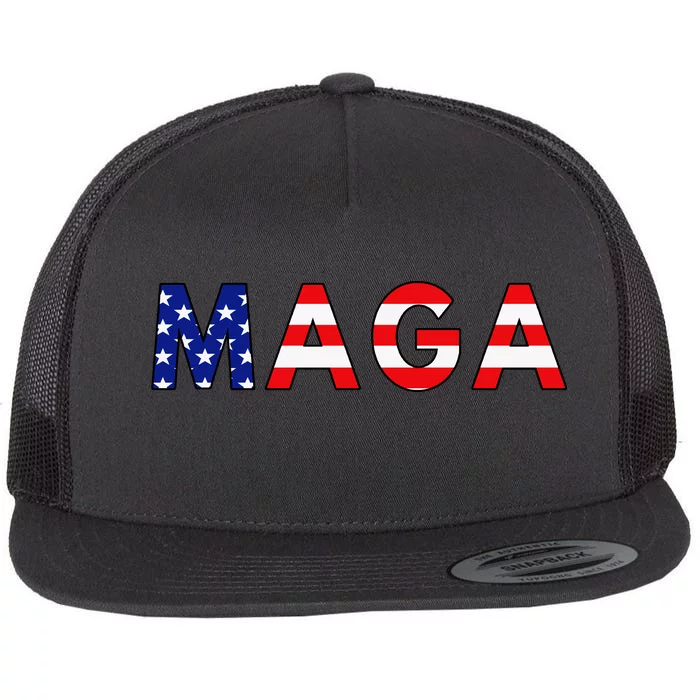 MAGA American Flag Flat Bill Trucker Hat