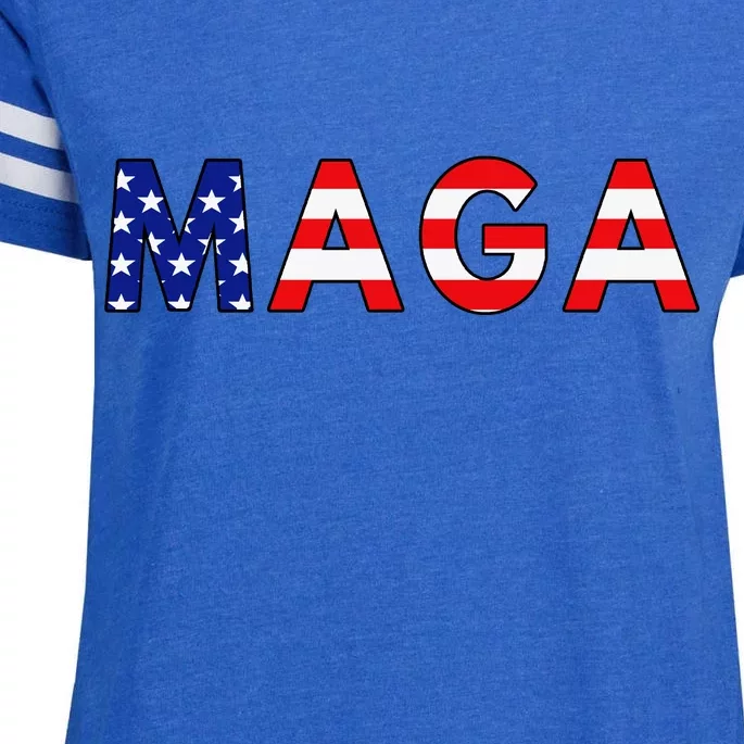 MAGA American Flag Enza Ladies Jersey Football T-Shirt