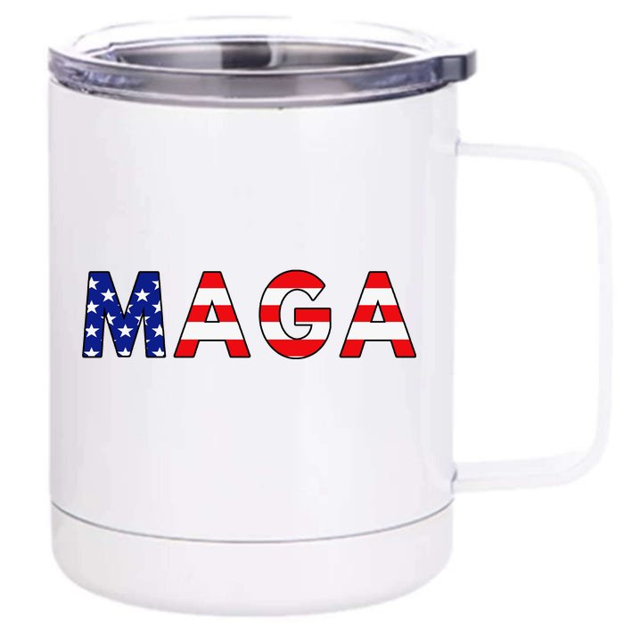 MAGA American Flag Front & Back 12oz Stainless Steel Tumbler Cup