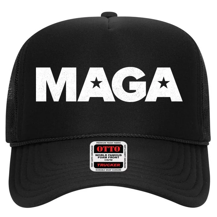 MAGA Distressed Logo Make America Great Again High Crown Mesh Trucker Hat