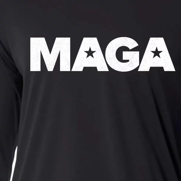 MAGA Distressed Logo Make America Great Again Cooling Performance Long Sleeve Crew